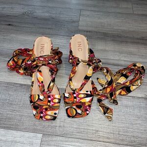 INC International Concepts Laeelia Strappy Square Toe Block Heels Size 9.5 Party